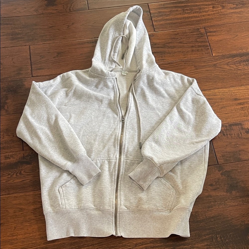 AERIE Oversized Gray Zip-Up Hoodie - sz XS